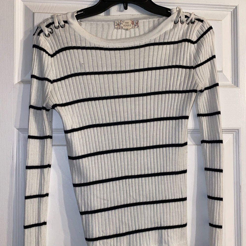 Black and white striped long sleeve shirt
